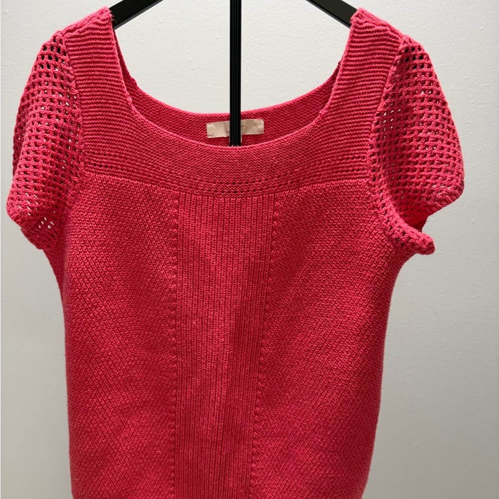LOFT Bright Pink Scoop Neck Sweater